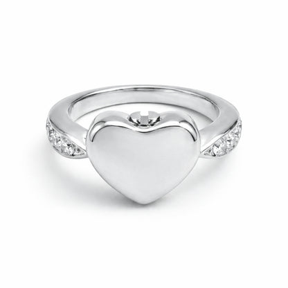 Bague Cœur du Souvenir urne argenté en acier inoxydable avec compartiment discret sécurisé – Mementery