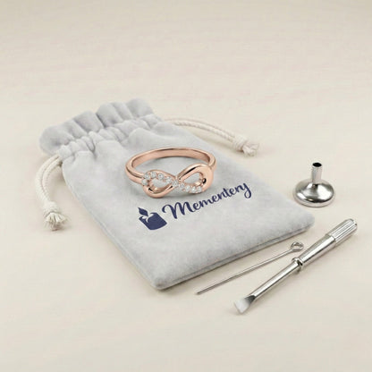 Coffret Mementery avec Bague Mémoire Infinie urne rose et kit de remplissage inclus