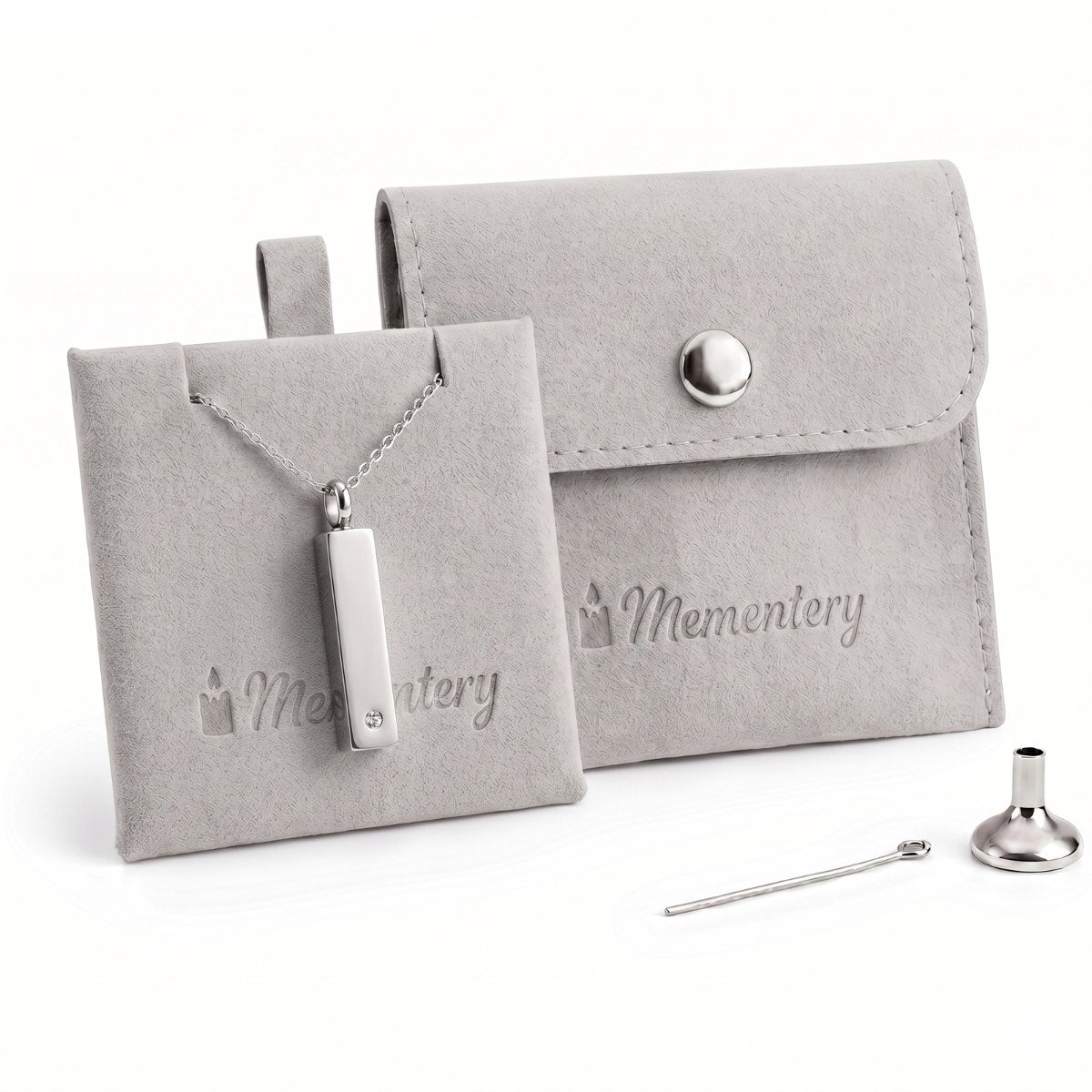 Coffret Mementery avec Barre Éclat du Souvenir urne argenté et kit de remplissage inclus