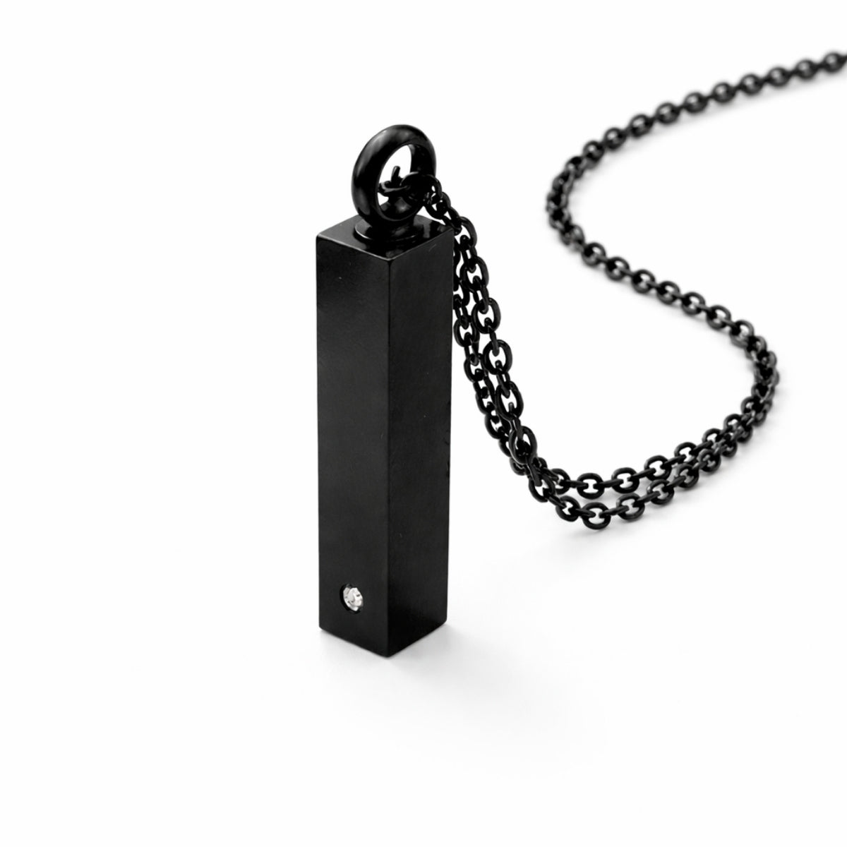 Vue 3/4 de la Barre Éclat du Souvenir urne noir avec design minimaliste et finition lisse