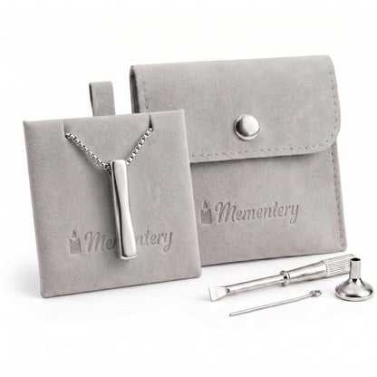 Coffret Mementery avec Barre Torsadée Mémoire urne argenté et kit de remplissage inclus