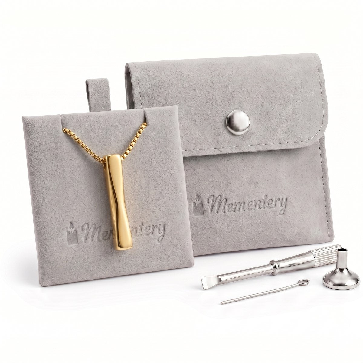 Coffret Mementery avec Barre Torsadée Mémoire urne doré et kit de remplissage inclus