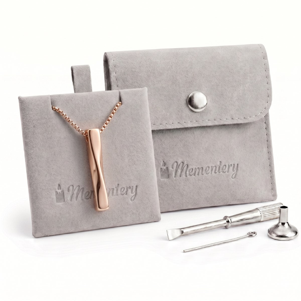Coffret Mementery avec Barre Torsadée Mémoire urne rose et kit de remplissage inclus