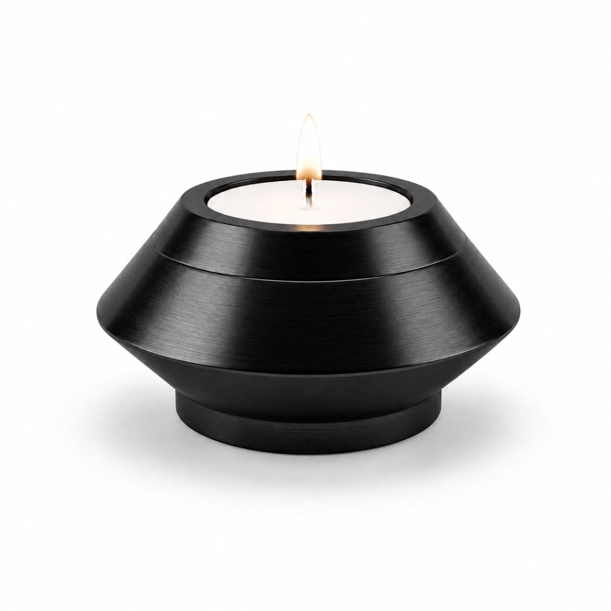 Bougie souvenir noir en acier inoxydable avec design moderne et minimaliste Mementery