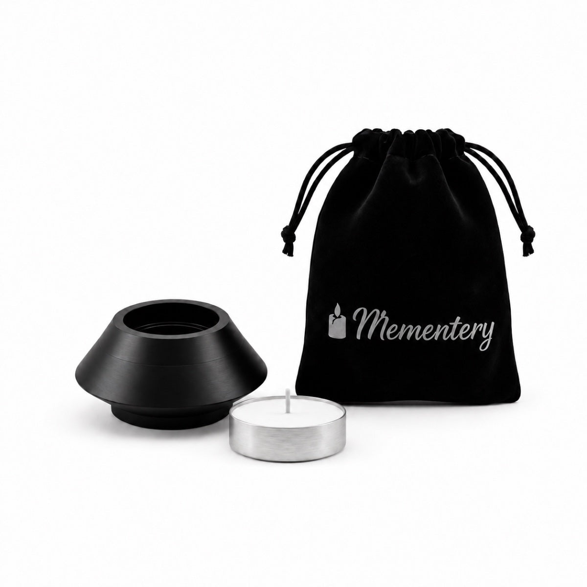 Coffret Mementery avec bougie souvenir noir , bougie incluse et pochon de rangement