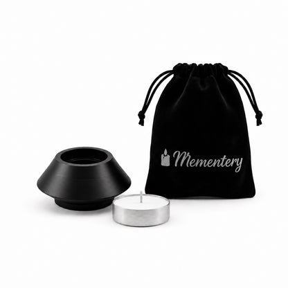 Coffret Mementery avec bougie souvenir noir , bougie incluse et pochon de rangement