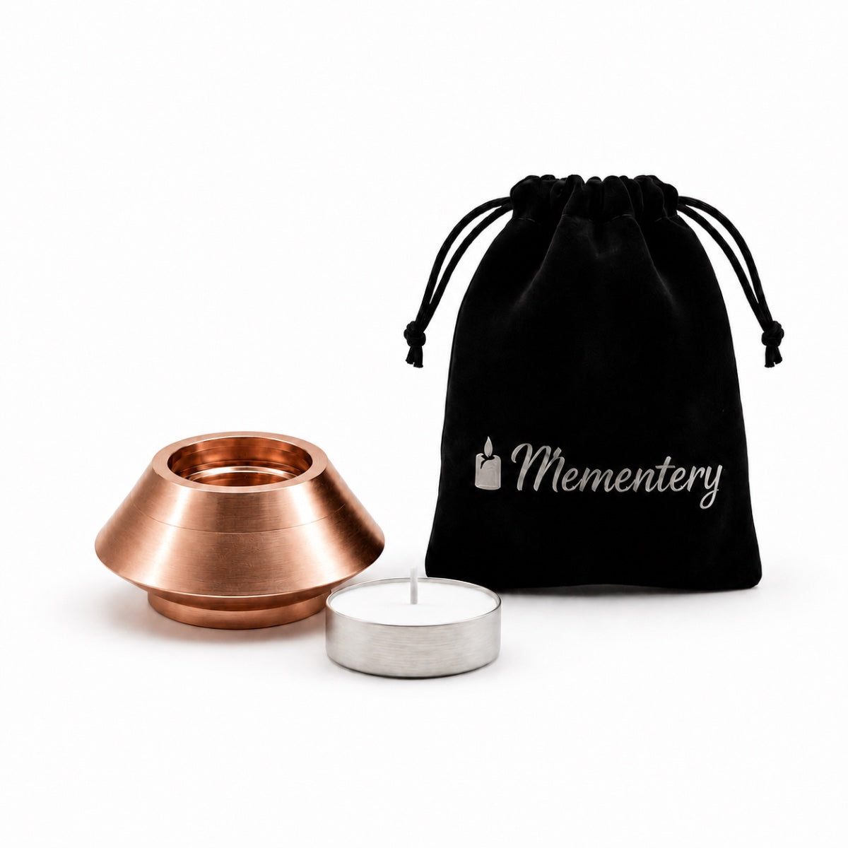 Coffret Mementery avec bougie souvenir rose, bougie incluse et pochon de rangement