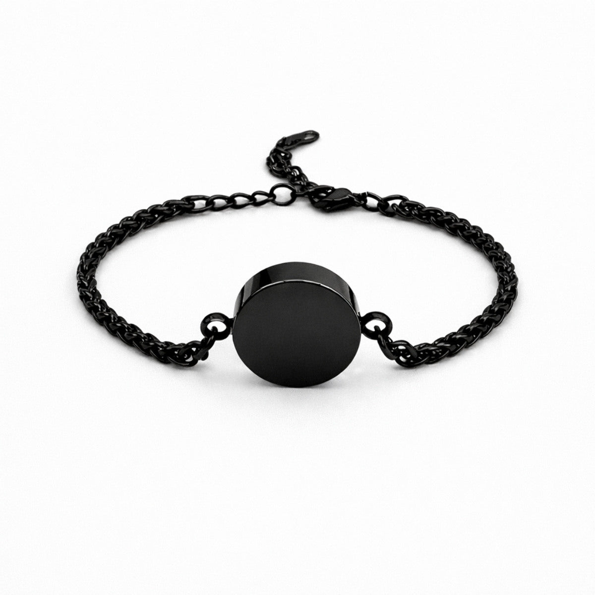 Bracelet cercle urne en acier inoxydable noir avec compartiment sécurisé intégré – Mementery