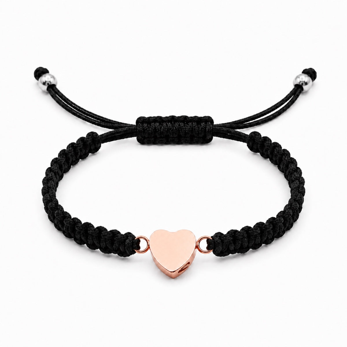 Bracelet cœur relié avec pendentif cœur en acier inoxydable rose et cordon tressé ajustable Mementery