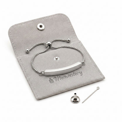 Coffret Mementery avec bracelet Lien Éternel argenté, pochon velours et kit de remplissage inclus