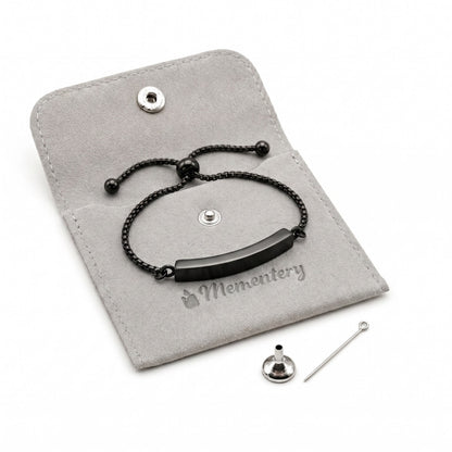Coffret Mementery avec bracelet Lien Éternel noir, pochon velours et kit de remplissage inclus