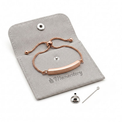 Coffret Mementery avec bracelet Lien Éternel rose, pochon velours et kit de remplissage inclus