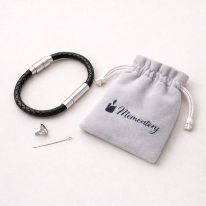 Coffret Mementery avec bracelet Présence argenté, pochon velours et kit de remplissage inclus