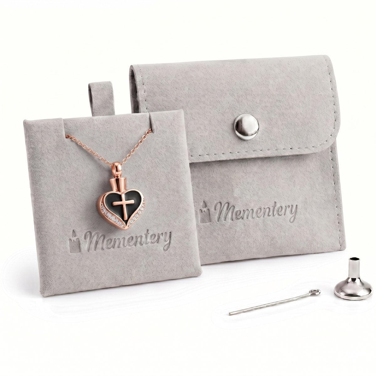 Coffret Mementery avec Cœur Croix du Souvenir urne rose et kit de remplissage inclus