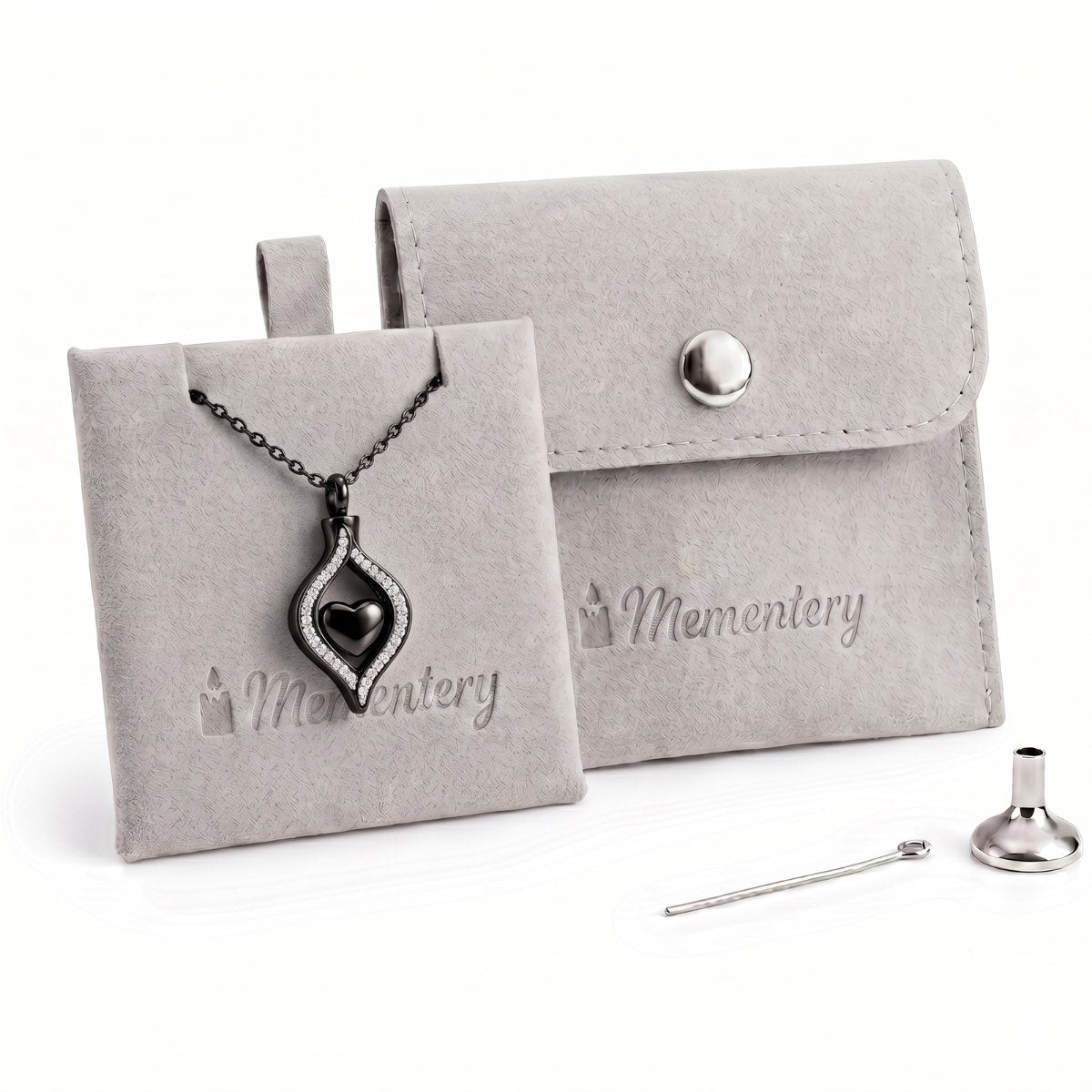 Coffret Mementery avec Cœur Protégé du Souvenir urne noir et kit de remplissage inclus