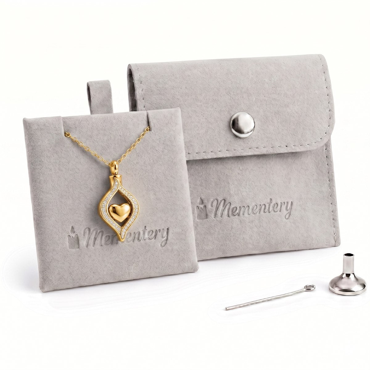Coffret Mementery avec Cœur Protégé du Souvenir urne doré et kit de remplissage inclus