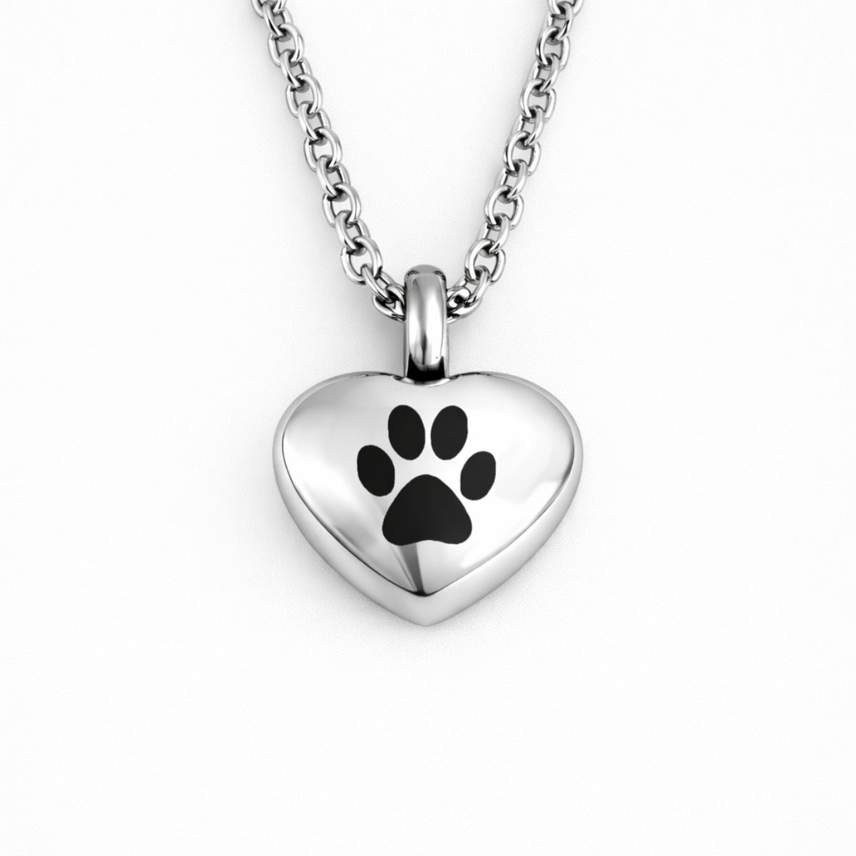 Collier cœur empreinte urne en acier inoxydable argenté avec compartiment sécurisé intégré – Mementery