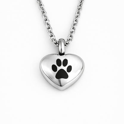 Collier cœur empreinte urne en acier inoxydable argenté avec compartiment sécurisé intégré – Mementery
