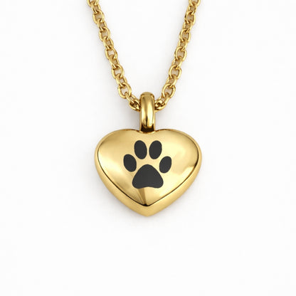 Collier cœur empreinte urne en acier inoxydable doré avec compartiment sécurisé intégré – Mementery