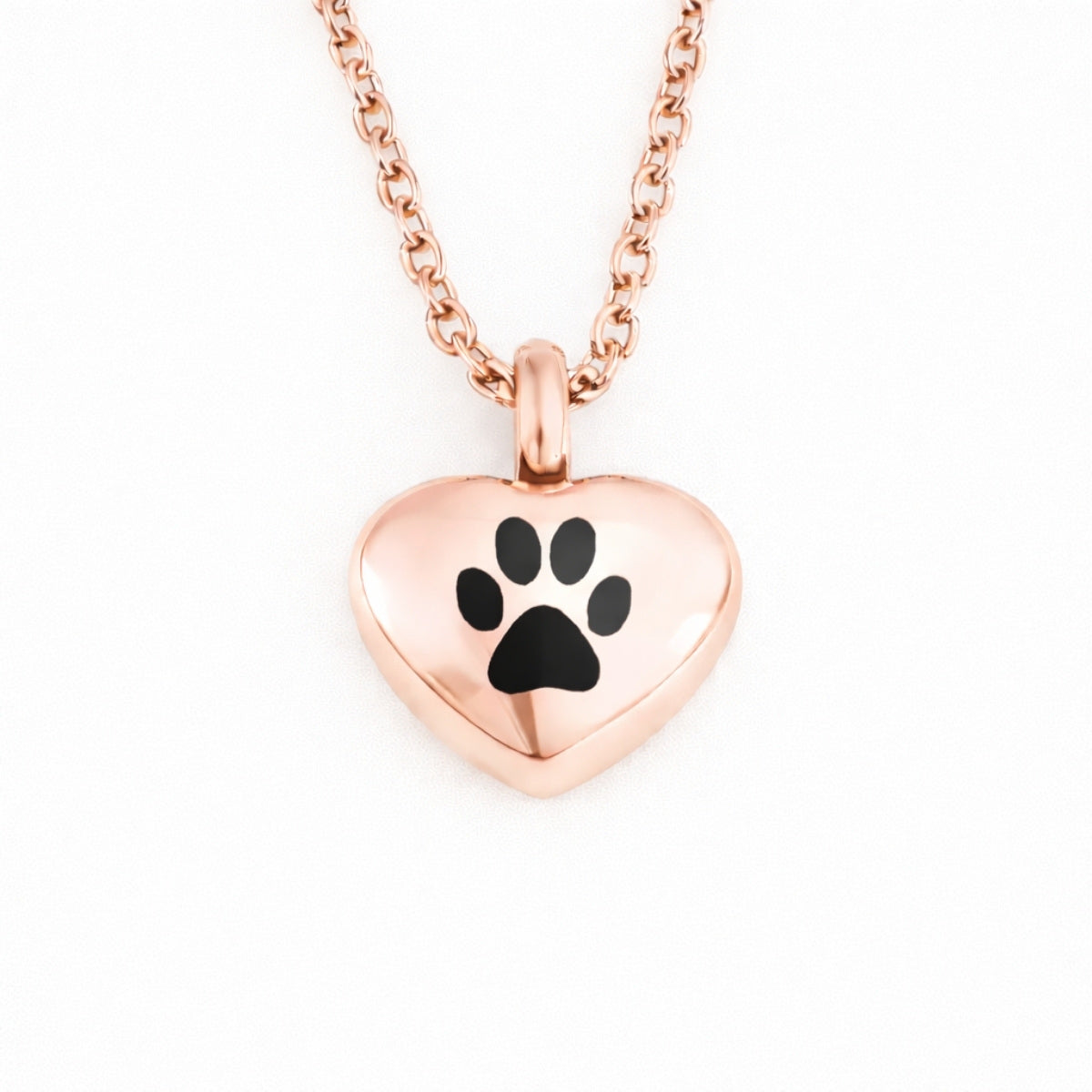 Collier cœur empreinte urne en acier inoxydable rose avec compartiment sécurisé intégré – Mementery