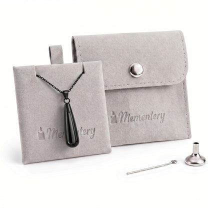Coffret Mementery avec collier goutte noir, pochon velours et kit de remplissage inclus