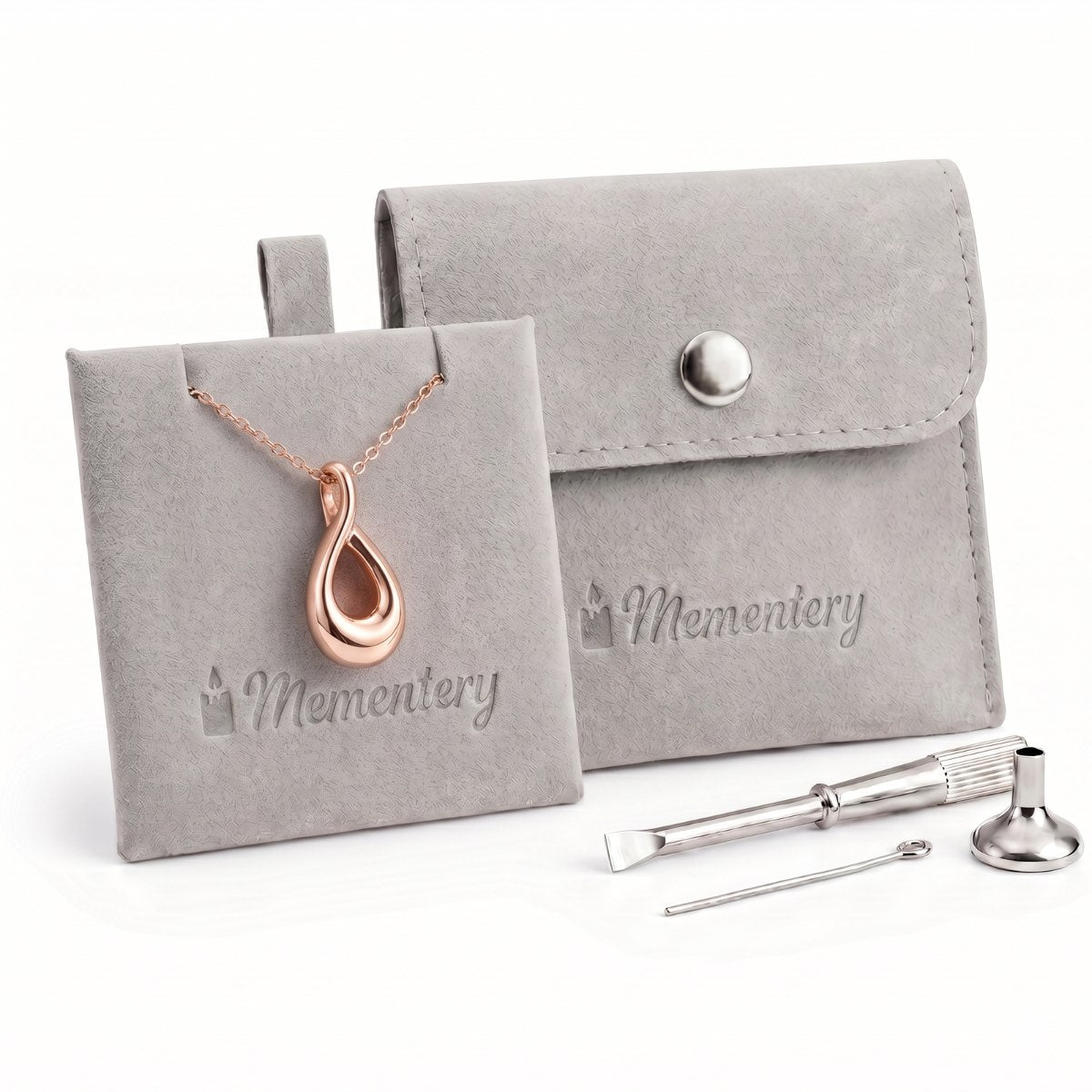 Coffret Mementery avec collier Lien Éternel urne rose et kit de remplissage inclus