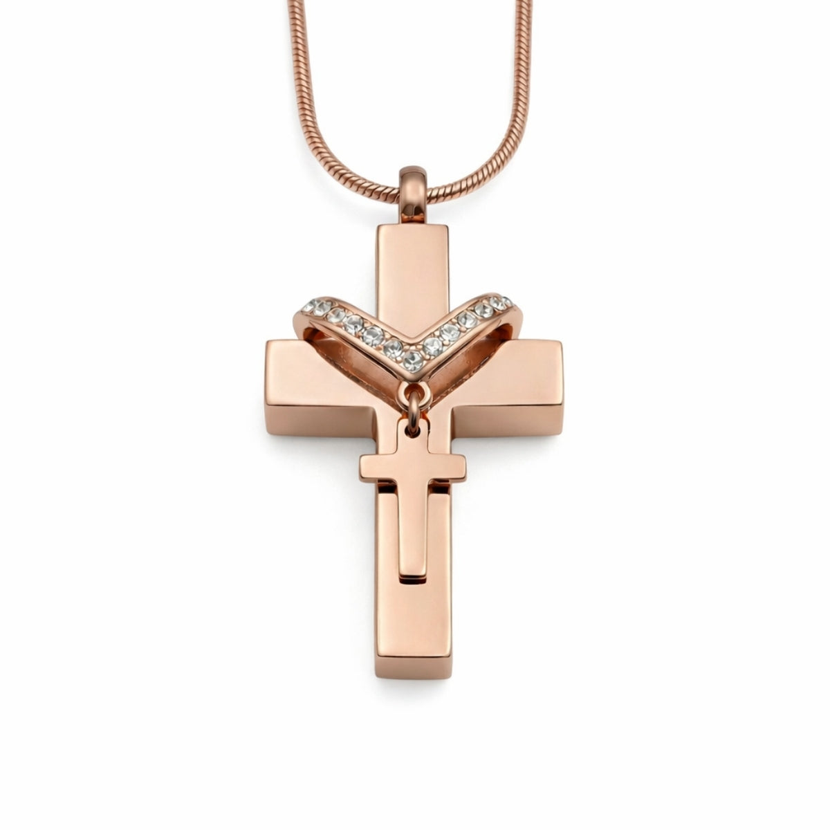 Croix du Souvenir urne rose en acier inoxydable avec compartiment sécurisé discret – Mementery