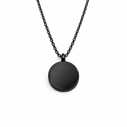 Pendentif cercle éternel urne en acier inoxydable noir avec compartiment sécurisé intégré – Mementery