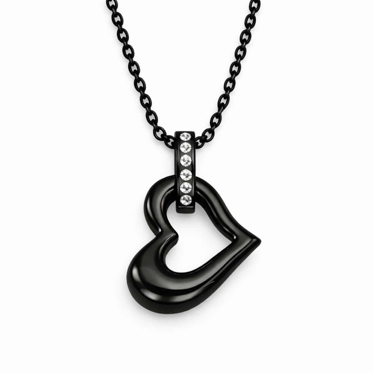 Pendentif cœur éternel urne noir en acier inoxydable avec compartiment sécurisé discret – Mementery