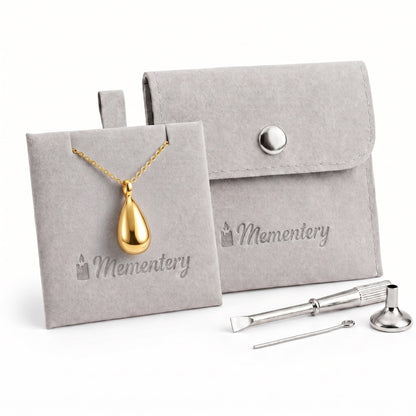 Coffret Mementery avec pendentif Souffle Éternel urne doré et kit de remplissage inclus