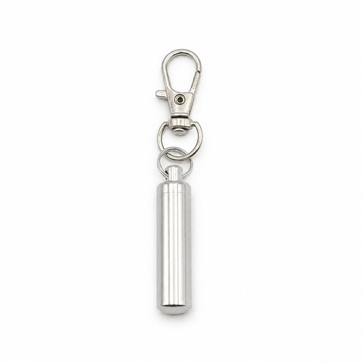 Porte-clés Capsule du Souvenir urne en acier inoxydable argenté avec compartiment sécurisé intégré – Mementery