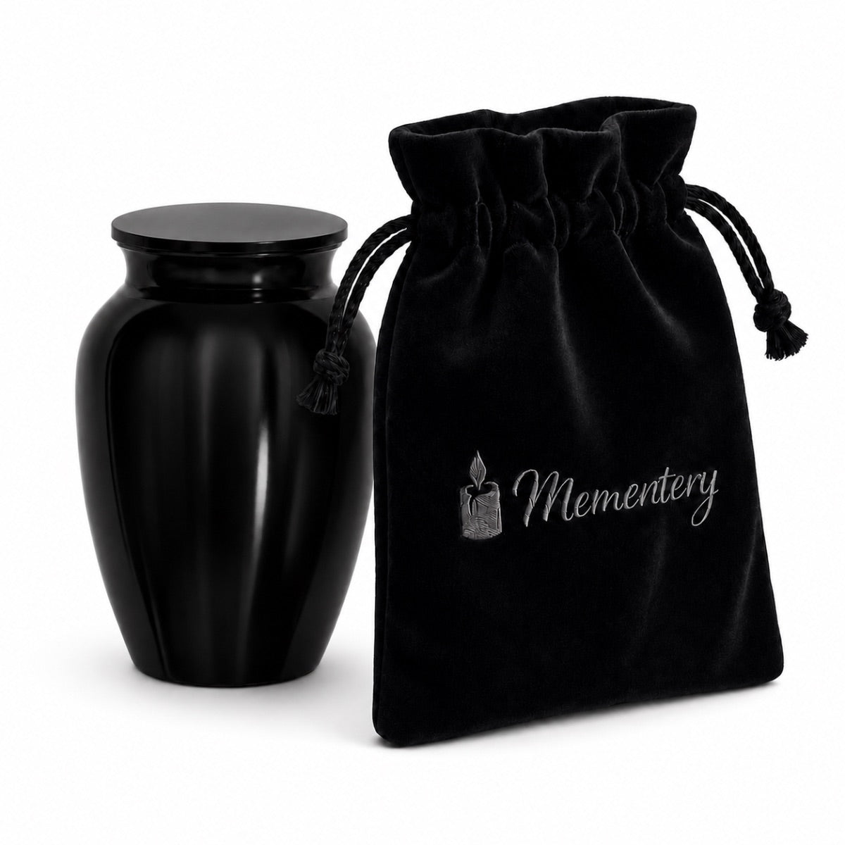 Coffret Mementery avec Urne du Souvenir Éternel noir et pochon de protection inclus
