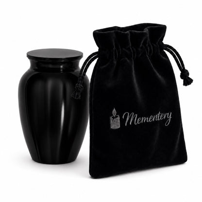Coffret Mementery avec Urne du Souvenir Éternel noir et pochon de protection inclus