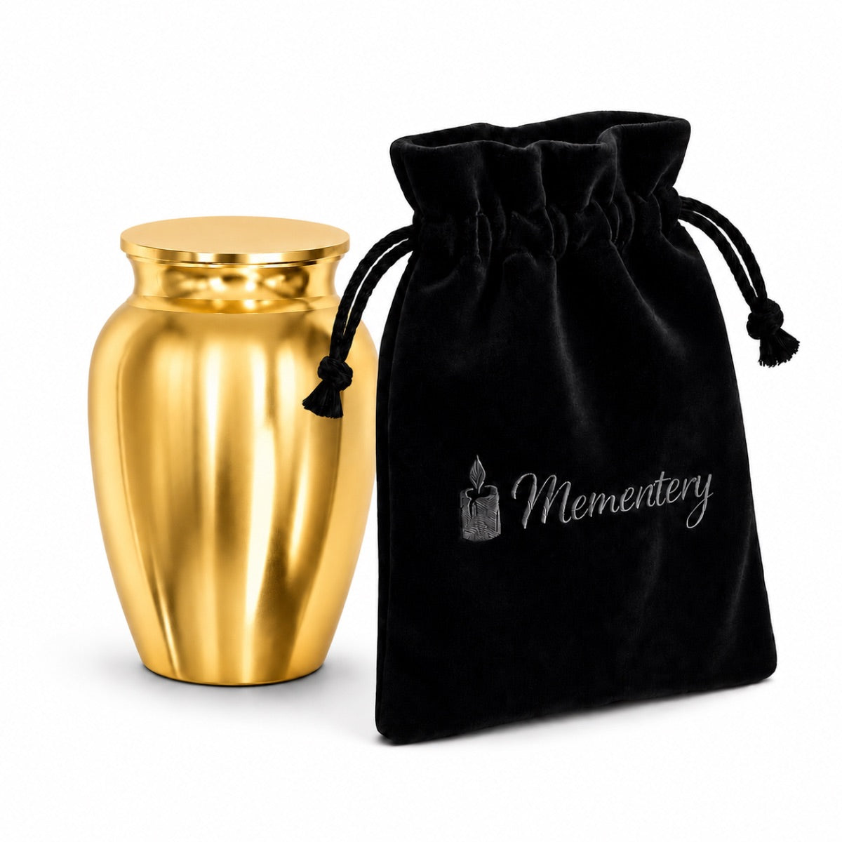 Coffret Mementery avec Urne du Souvenir Éternel doré et pochon de protection inclus