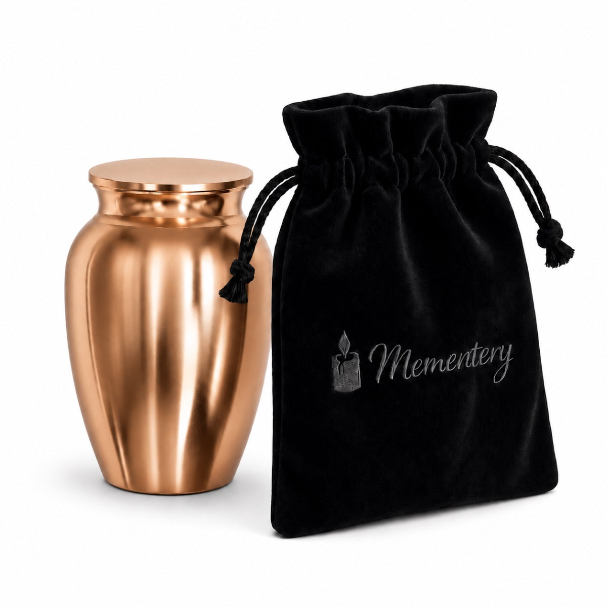 Coffret Mementery avec Urne du Souvenir Éternel rose et pochon de protection inclus